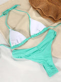 Miyouj Glitter Fabric Bikinis 2026 Sexy Bikini Set Folds Swimsuit Female Halter Bathing Suit Women Swimwear New Beachwear
