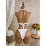 New Hollow Out Tankini Halter Bikini Female Swimsuit Women Swimwear Two-pieces Bikini set Strappy Bather Bathing Suit Swim V8076