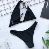 2026 Asymmetric One Shoulder Bikini Women Swimsuit Female Swimwear Two Pieces Bikini Set Hollow Out Bathing Suit Swim Beachwear