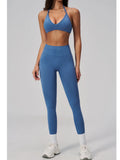Breathable Quick Drying Yoga Set for Women Beauty Back Sports Bra High Waist Leggings Fitness Suit Outwear Gym Running Tracksuit