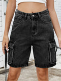 Women Cargo Denim Shorts Casual Summer Loose Solid Colors Jean Short Pants for Vacation Beach Club Streetwear