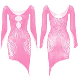 1 Piece Beach Cover Up without Bikini Summer's Hottest Mesh Swimsuit Women Summer Pool Swimwear Long Sleeves Hollow Out Dress