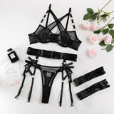 Toucheart Sexy Floral Embroidery Underwear Steel Ring Bra Lace Mesh Sexy Webbing Hollow Waistband Hanging Erotic Lingerie Suit