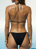 3 Pieces Crochet Triangle Bikinis 2026 Padded String Swimsuit Women Solid Swimwear Female Bathing Swimming Swim Suit Beachwear