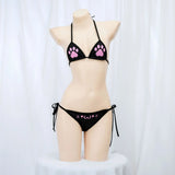 Japanese Anime Kawaii Cat Paw Micro Bikini Set for Women Girl Bandage Backless Mini Swimsuit Underwear Lingerie Bathing Suit