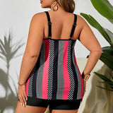 2026 Large Plus Size Tankini High Waist Swimsuit Women Strappy Striped Swimwear Female Bathers Bathing Swimming Swim Suit  4XL