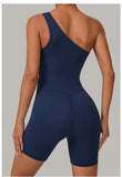One Shoulder Women Sports Jumpsuit Sleeveless Yoga Rompers Backless Sportswear Women Workout One Piece Bodysuits Female