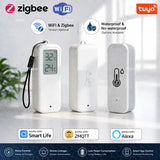 Tuya Zigbee/Wifi Temperature Humdiity Sensor Detector Option Indoor Outdoor Waterproof LCD Thermometer Hygrometer For Alexa Z2M