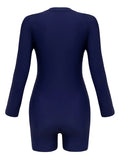 2026 Zipper Slim Swimsuit Women Long Sleeves One Piece Swimwear Female Bather Bathing Swimming Swim Surf Suit Beachwear