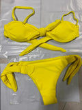 Ribbed Knotted Polka Dot Bikini 2025 Women Strapless Bandeau Swimsuit Female Swimwear Two Pieces Bikini Set Bathing Suit Swim