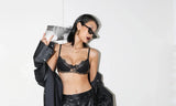 Sexy Leopard Bras Set Small Chest Winter Push Up Bralette Anti Sagging Wireless Lace Lingerie Lightweight Comfort Christmas Gift