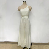 Foridol Waist Folds Backless Double Strap Casual Wide Leg Jumpsuit Long Pants Green 2025 New Female Loose  Jumpsuit
