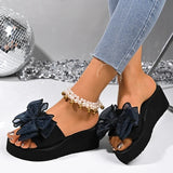 2026 Summer Big Bowknot Platform Slippers Women Plus Size 42 Open Toe Wedges Sandals Woman Lightweight Casual Beach Flip Flops