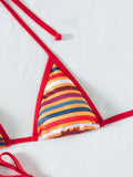 DEKA New Rainbow Striped Bikini Set Women Triangle Swimsuit Micro Swimwear Print Bathing Suit Brazilian Biquini Beach Wear