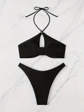 ZTVitality Sexy Solid 2 Piece Bikini Set 2025 New Bqiuini Padded Bra Halter Swimsuit Women's Swimwear Summer Beachwear Brazilian