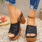 Women'S  Heel   Slip Thick Soled High Heel Casual Shoes Heels Sandals Womens  large size35-43