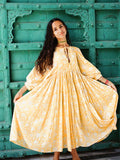Foridol Lantern Half Sleeve Cyan Bohemian Beach Midi Loose Dress Summer for Women Tie Up Casual Floral Holiday Midi Vestidos