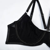 Toucheart Trendy Lingerie 4 Pieces Set Exotic Sexy Bra Eroctic Garter Underwear Set Women's Mesh See-through Luxury Underwear