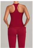 Women's Seamless Yoga Vest Sports Fitness Gym Beauty Back Top Nude Slim Fit Training Running Workout Vest