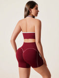 2pcs/set Yoga Sport Bra Shorts Set Sportswear Woman Gym High Waist Seamless Workout Shorts Leggings Activewear Women's Tracksuit