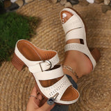 Women Summer Lightweight Hollow Sandals High Heels New Dress Chunky Open Toe Slippers Female 2026Casual Slingback Slides Shoes