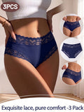 3PCS/Set Women's Sexy Lace Panties High Waist Hollow Out Briefs Breathable Underwear Female Elastic Soft Lingerie XS-XXL