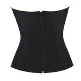 Women’s New Zipper Front Corset, Black Seamless Stretch Boned Bustier, Slimming Curve-Hugging Shapewear Top