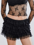 Women's Lace Shorts Ruffle Layered Elastic Waist Short Pants Bloomers Streetwear