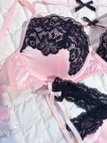 MOYISU New Release Contrast Bra Set | Demure & Sexy French Lace Bralette | Accentuates Small Chest Curves | Breathable Lingerie