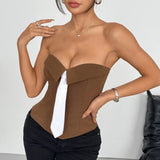 Spring Summer Women's Tank Top 2026 New Sexy Strapless Crop Top Fashion American Style Fishbone Corset Lady Night Club Camisole