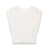 Fashionable Casual Solid Color Pleated Knit Top White Pleated Short Sleeve Blouse Waist Elegant Summer Top For Women Wear R6ZV