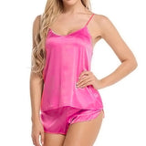 Women Satin Pajama Shorts Sets Mujer Strap Sleeveless Sexy Sleepwear Suit 2PCS  V-Neck Cami Top Short Lingerie Female Nightwear
