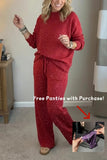 Autumn Winter Women Two Piece Set O Neck Long Sleeve Sweatshirt Drawstring Pants Suit Female Printed Christmas Outfits