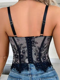 Black Lace Sexy Hollow Fishbone Bra Pure Desire Tight Strap Shaping Outer Wear With Chest Pads Tube Top Elegant For Women WO8D