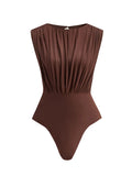 Fashion Sleeveless Women One Piece Swimsuit And Long Skirt Set Sexy Pleats Bikini Lady Swimwear Bathing Suit Female Beachwear