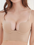 Sexy gathering U-shaped large backless underwear invisible back bra a variety of ways to wear halter bra