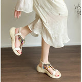 Women's Sandals  Summer Soft Bottom Anti Slip Sweet Tourism Vacation Beach Flat Shoes Women's Sandals