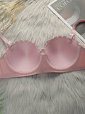 High Quality Pink Heavy Duty Lace Design Underwear Bow Daily Push Up Bra Sexy Lingerie Women With Steel Ring  J1903