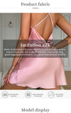 Women Summer Sexy Satin Silk Nightdress Sleepwear Cross Straps Slip Mini Dress Backless Nighties Pajamas Sleepshirts