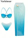 S - XL 3PCS With Skirt Underwired Bikini Women Swimwear Female Swimsuit Three-pieces Bikini set Bather Bathing Suit Swim V7704