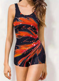2026 Sporty Printed Slim Swimsuit Women One Piece Vintage Swimwear Female Sexy Bathers Bathing Swimming Swim Suit Beachwear XXL