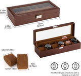 6-Slot Watch Box with Glass Lid, Espresso - Watch Storage Organizer for Men & Women, Gift Idea for Birthday, Anniversary, Christ