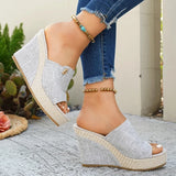 Vinatge Chunky Platform Sandals Women 2026 Summer Peep Toe Wedges Slippers Woman Plus Size 42 Thick High Heels Sandles Female