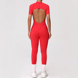 With Zipper Hollow Back Yoga Jumpsuit Sportswear Women Gym Clothes Running Fitness Yoga Backless Bodysuit