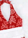 2026 Halter Sporty Bikinis Printed Swimsuit Women High Waist Shorts Swimwear Female Bathers Bathing Swimming Swim Suit Beachwear