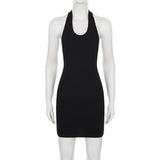 Sexy Halter Neck Backless Bodycon Mini Dress Women Sleeveless Tight Short Party Club Dress Summer Night Out Streetwear