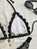 Sexy Black Lace Micro Bikini 2026 Women Metal Ornament Ruffles Push Up Bra Thong Swimwear Summer Bathing Suit Holiday Swimsuit