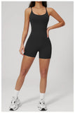 Summer New Hollow Open Back Criss Cross Yoga Jumpsuit Women Outdoor Solid Sleeveless Hip Lifting Pleate Sports Fitness Suits