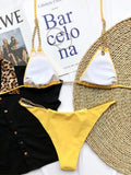 Sexy Cow Print Halter Metal Chains Brazilian Bikini Women Swimsuit Female Swimwear Two Pieces Bikini Set Bathing Suit Swim Lady
