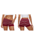 Women Knit Shorts Fold-Over Waist Elastic Comfy Striped Casual Shorts Pants Summer Fall Fashion Bohemian Short Pants